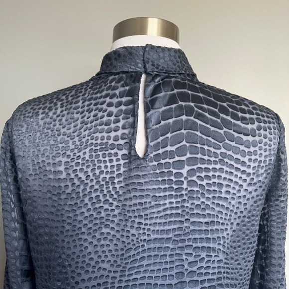 REISS Della Burnout Snake Blue Pattern Workwear Cocktail Silk Blend Blouse Top - Picture 12 of 16